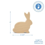 Chunky Wooden Rabbit 4-inch, Pack of 3 Unfinished Wooden Bunny Cutout ...