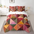 thumbnail image 2 of Manfei Modern Geometric Stripes 7-Piece Twin Bedding Sets,Geometric Lines Aesthetic Bedding Comforter Set,Brown Orange Pink Sheet Sets For Kids,Ultra Soft Home Decor Reversible, 2 of 8