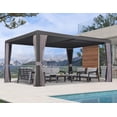 thumbnail image 2 of PURPLE LEAF 12' X 16' Outdoor Louvered Pergola Aluminum Adjustable Roof Louvered Gazebo with Netting and Curtains,Gray, 2 of 7