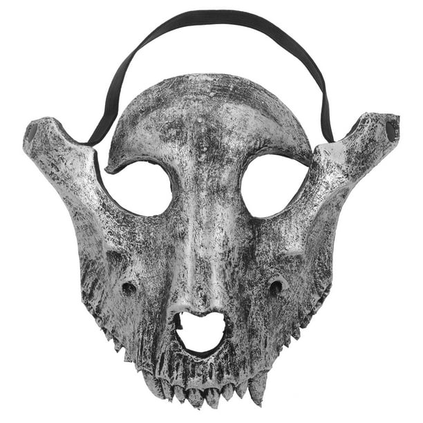 KAKOWELY Máscara de fiesta de Halloween con calavera de oveja, máscara de cosplay de cara completa, máscaras aterradoras, decoración para fiesta de mascarada (negra)