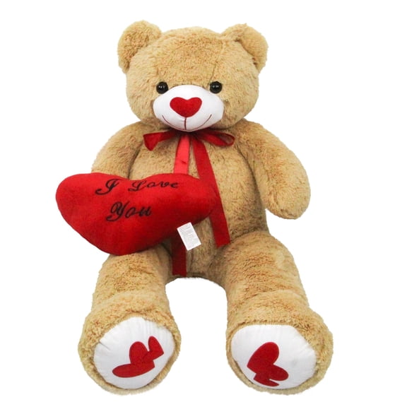 SRANWOW 43inch Giant Teddy Bear Plush with heart-shaped pillow Stuffed Animal Bears Toys for Girlfriend Christmas Valentine's Day, Brown