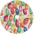 thumbnail image 1 of FMSHPON Easter Tree Skirt Colorful Eggs Bunny Xmas Christmas Tree Skirt Stand Mat for Holiday Party Decoration Indoor Outdoor 48 inches, 1 of 6