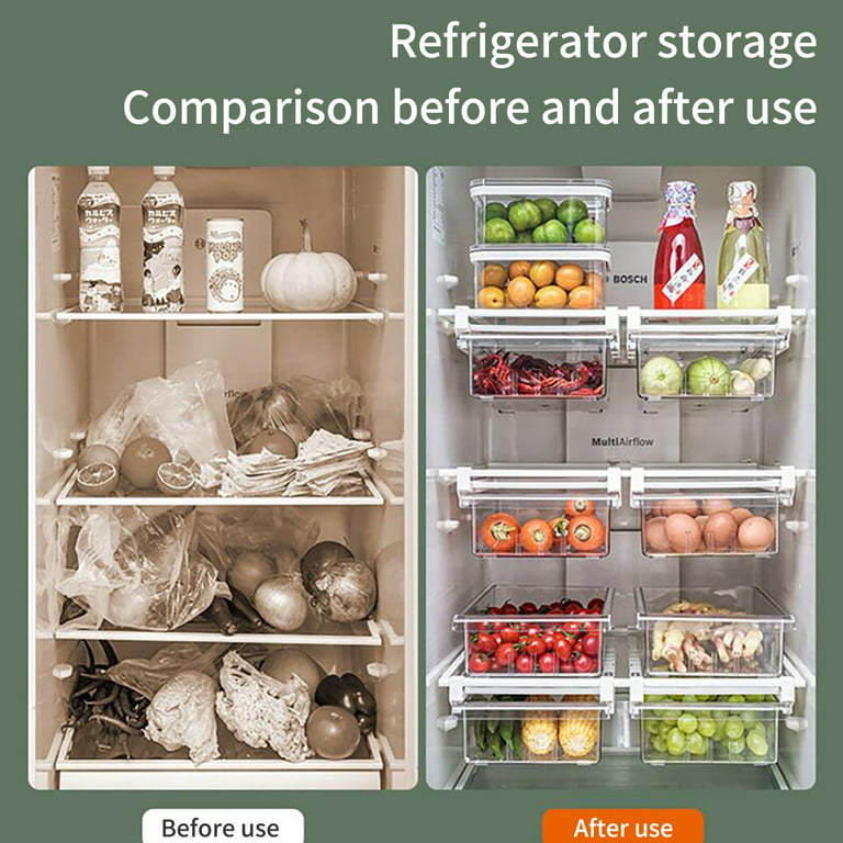 Ornafort 2Pack Refrigerator Organizer Bins with Pull Out Drawers Fridge  Produce Drawer Set for Save Vertical Space, Clear Stackable Cabinet  Organizers for Kitchen Pantry Bedroom Office Closet Storage 