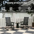 thumbnail image 6 of YYAo Rocking Bistro Chairs, Outdoor Rocker Chairs,2 Pieces Outdoor Rocking Chairs, HDPE Patio Rockers with 28" High Back, Wide Armrests, Black, 6 of 11