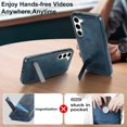 thumbnail image 6 of Allytech Case for Samsung Galaxy S23, Hidden Kickstand PU Leather [Compatible with MagSafe] Case, [Anti-Drop & Shockproof] Ultra Slim Retro Protective Case for Women Men - Blue, 6 of 8