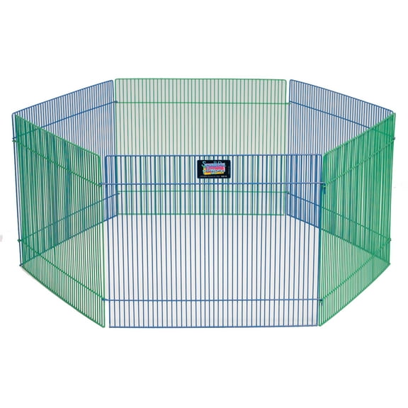 MidWest Homes for Pets Small Animal Playpen/Exercise Pen, Blue and Green, 1 Count, Guinea Pig, Hamster Playpen.