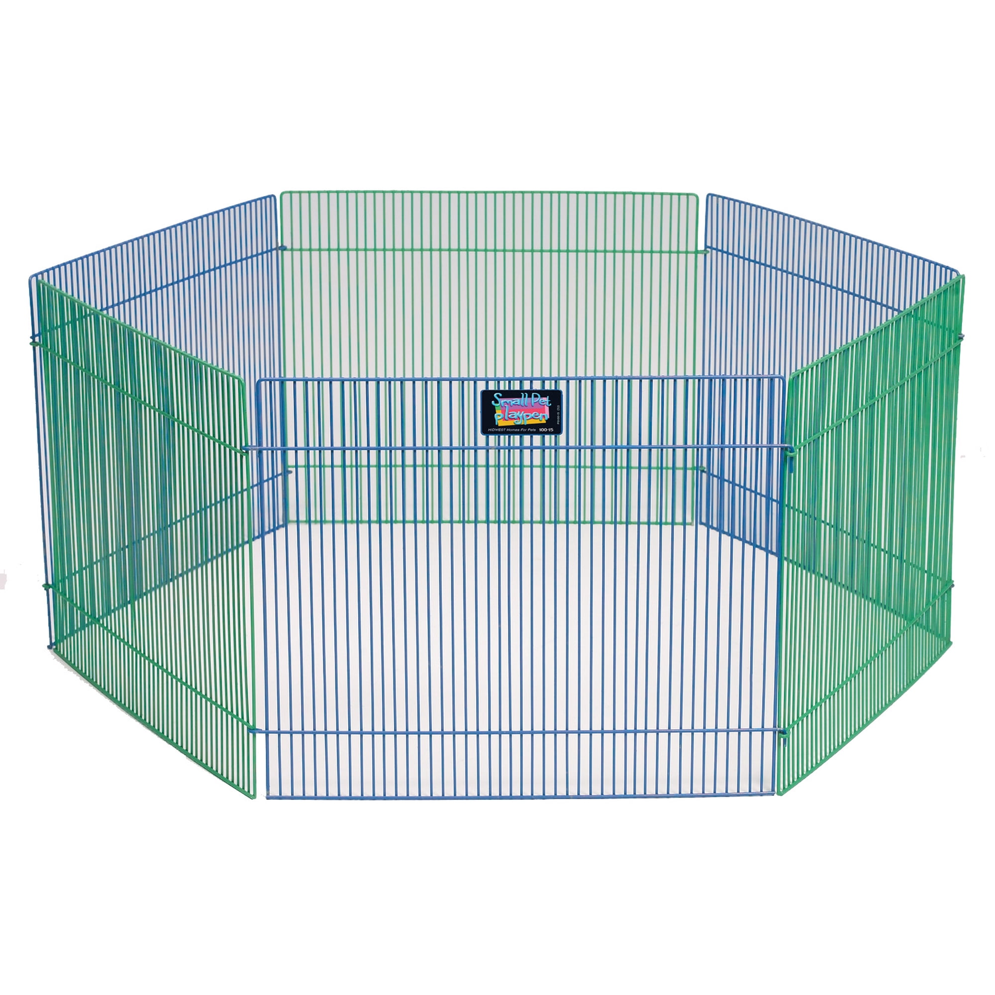 MidWest Homes for Pets Small Animal Playpen/Exercise Pen, Blue and Green, 1 Count, Guinea Pig, Hamster Playpen.