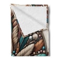 thumbnail image 2 of Ambesonne Rustic Fleece Throw Blanket Southwestern Wreath Ethnic 50"x60" Turquoise Redbrown and Tan, 2 of 5