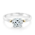 thumbnail image 2 of Gem Stone King 925 Sterling Silver and 10K Yellow Gold White Zirconia Women Engagement Ring (Available in Size 5, 6, 7, 8, 9), 2 of 5