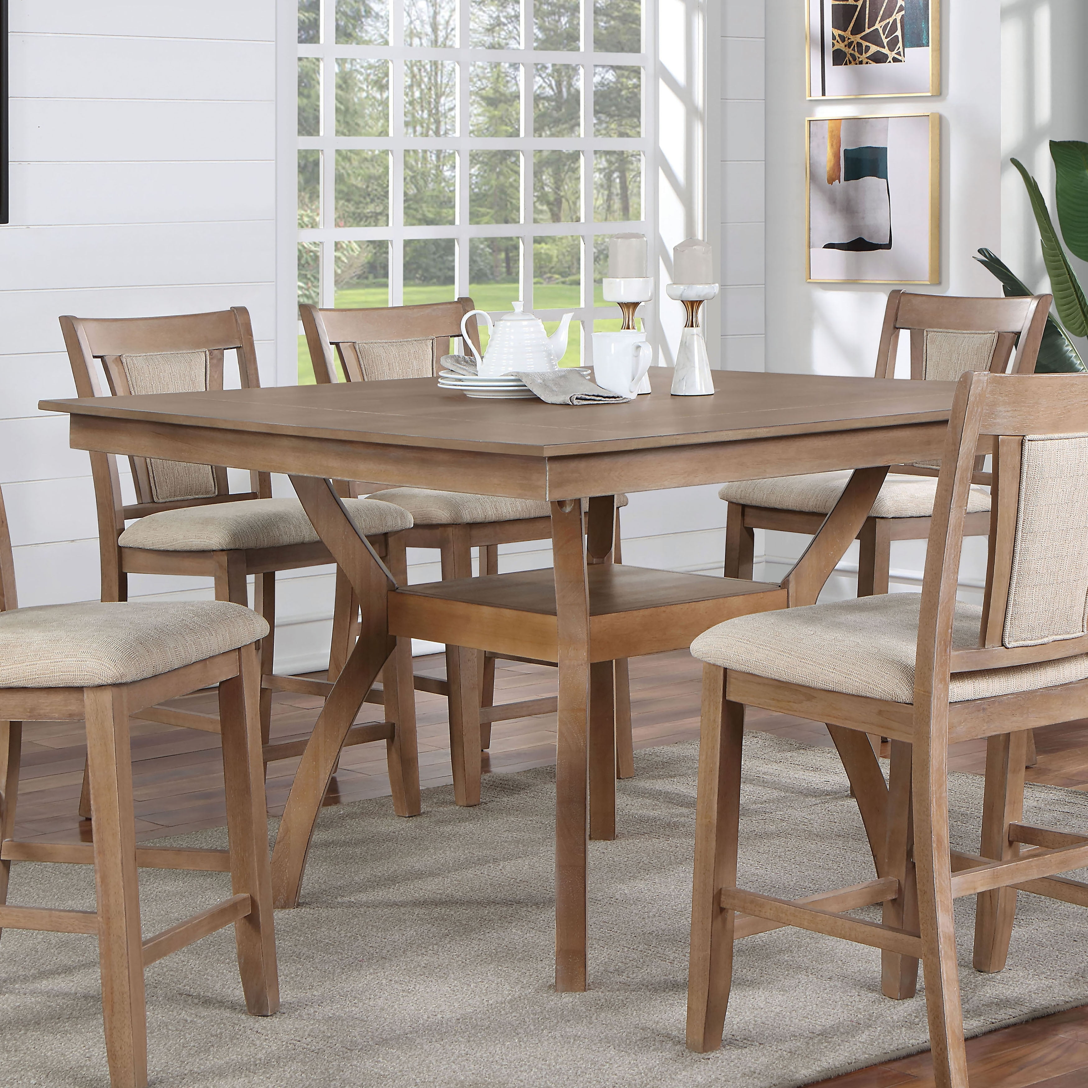 Furniture of America Dionne Dining Wood Contemporary 54 inch Counter Height Table Natural Tone Beige Walmart