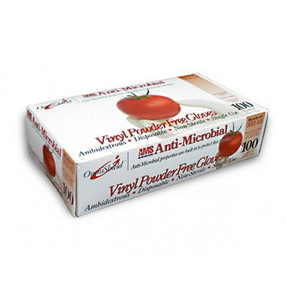 OmniShield Anti-Microbial Vinyl Powder Free Gloves, Medium, 1,000/Case