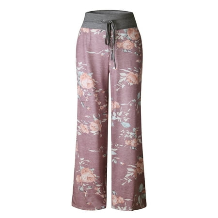 

nine bull Woman s Pajamas Pants Wide Leg Lounge Palazzo Pants with Drawstring for Yoga Sleepwear