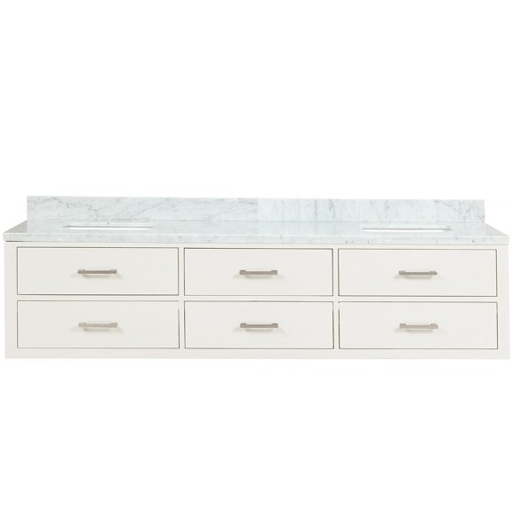 80" W X 22" D White Double Bath Vanity With Marble Top - Solid Wood Soft Close Screws Fully Assembled Bathroom 80 In. In Surface Rings