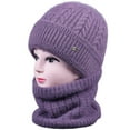thumbnail image 2 of 3 in 1 Beanie Hat for Women, 3 in One Knitted Beanie Hat with Scarf and Mask, Windproof Warm Snow Cap (Light Purple), 2 of 3