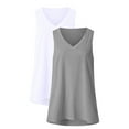 thumbnail image 5 of Moxiu Women's Summer Tank Tops V Neck Sleeveless Tops for Leggings T Shirts Loose Tunic Side Split Tanks Plus Size Dressy Casual 2025 Gray,XL, 5 of 5