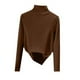 thumbnail image 5 of Tops formales,Camisa de mujer de color liso con cuello medio alto, blusa de poliéster de manga larga, top informal holgado para uso diario, sopatenor, 5 of 8