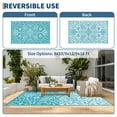 thumbnail image 5 of Hasoo 9' x 18' Blue Outdoor Rug Plastic Straw Floral Carpet Waterproof PP Tube Woven Portable Mat for Patio Decor, Balcony, Picnic, 5 of 6