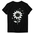 thumbnail image 4 of Women's Floral Printed Tops Crewneck Short Sleeve Summer Cotton Tshirts Loose Fit T Shirts Plus Size S-3X Casual Tees (M, Black 01), 4 of 4