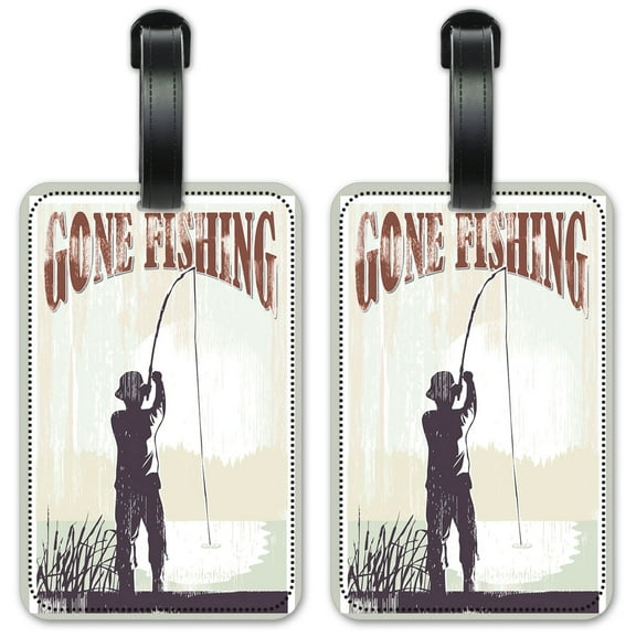 Gone Fishing - Luggage ID Tags / Suitcase Identification Cards - Set of 2