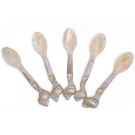 Large White Mother of Pearl Shell Spoons Silverware Vietnam Organic Buffalo Horn