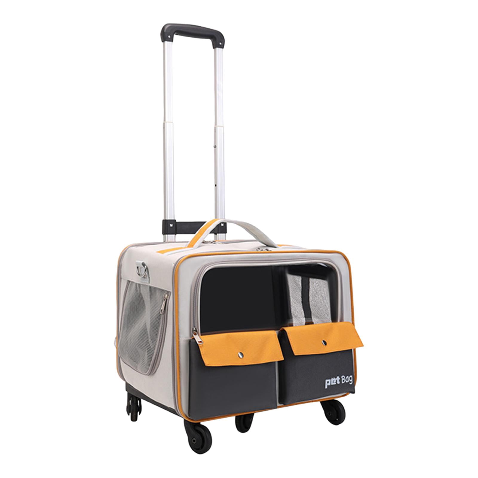 EHJRE Cat Trolley Bag Pet Carrier Portable Smooth Zipper Transparent Window Dog Backpack, Pet Travel Bag for Cats Puppy Kitten Dogs Yellow