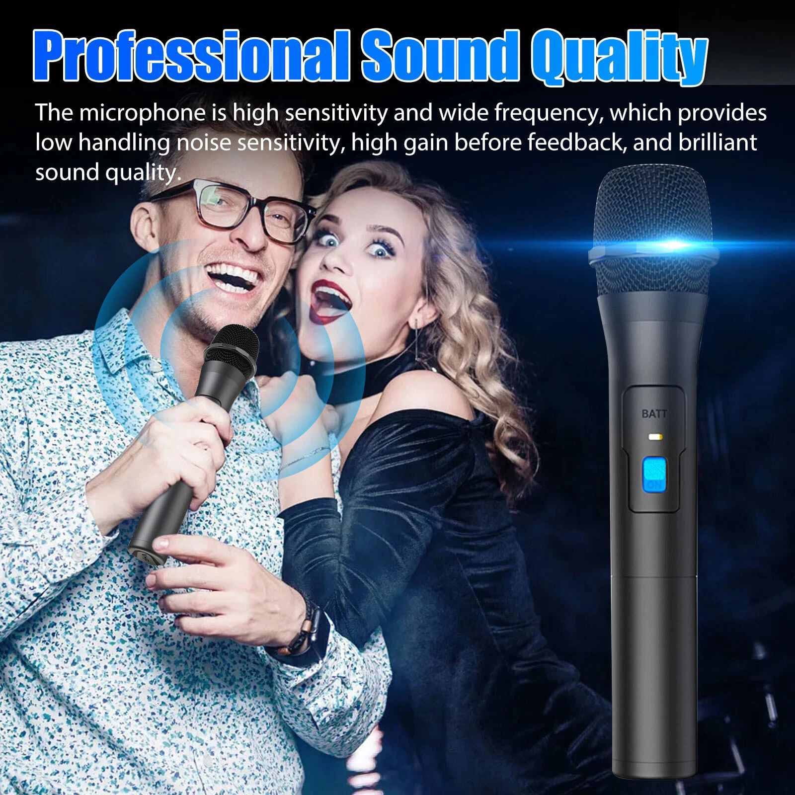 JIAHAOO Wireless Microphone VHF for Karaoke Singing Speech Wide Frequency Range USB Receiver & Adapters