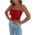 thumbnail image 4 of Qiylii Women Bustiers Solid Color Off Shoulder Crop Tank Top Push Up Corsets, 4 of 6