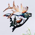 thumbnail image 3 of Metal Wall Decor, Deer Art Sculpture Silhouette Craft with Rustic Cabin Decor D, 3 of 4