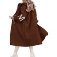 thumbnail image 3 of MORTTIC Women's Long Sleeve Letter Print Hooded Long Dust Coat with Pockets Zipper Fall Spring Fashion Outerwear Brown，S, 3 of 4