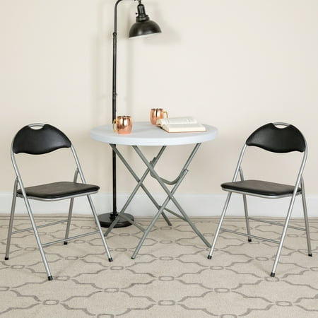 Flash Furniture Hercules Series Black Vinyl Metal Folding Chair