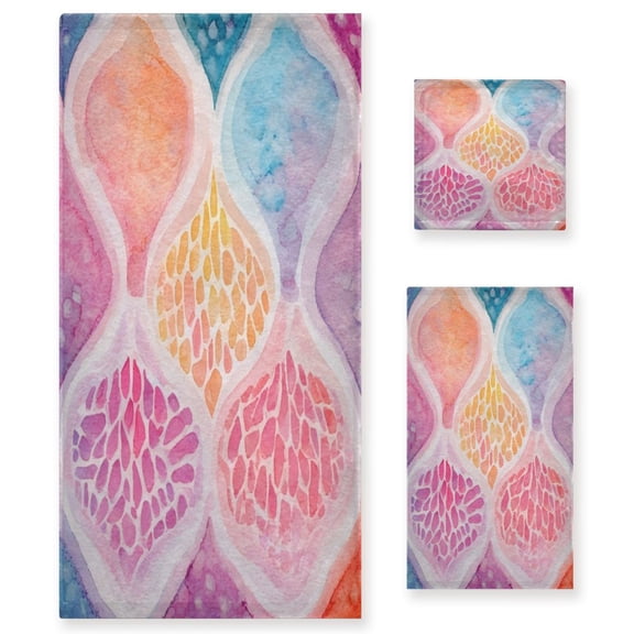 Three-Piece Towel Set Face Towel Towel Set Hand Towel Bath Towel Cotton Bath Towels Bath Towel Sets Hand Bath Towels Colorful Pattern