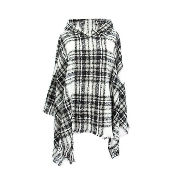 Birdeem Womens Warm Long Shawl Wraps Large Scarves Knit Hooded Cloak Tassel Plaid Scarf