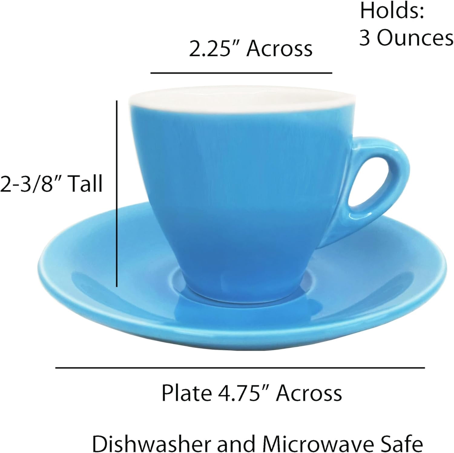 HOMEHUT Espresso Cups and Saucers Set of 6 - 3 Oz Porcelain Demitasse Cups, Mix Coffee Cup Set with Matching Saucers, Microwave and Dishwasher Safe Small Espresso Cups for Home and Café Use