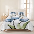 thumbnail image 3 of Twin Quilt Set 68''x86'', Blue Tulip Lightweight Summer Bedspread Coverlet Set with 2 Pillow Shams, Abstract Flower Country Farm Floral White Breathable All Season Quilt Bedding for Dorm/Bedroom, 3 of 9