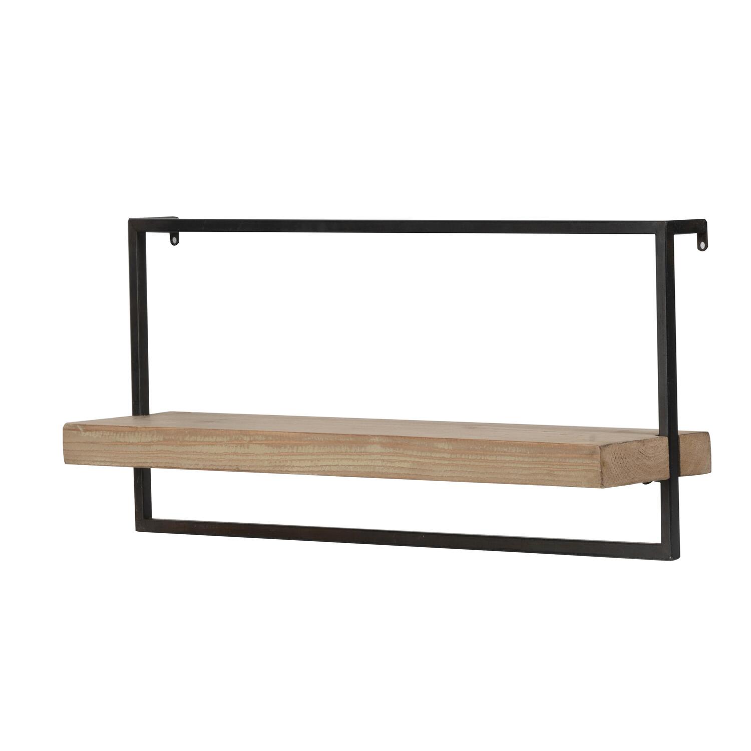 Iron and Wood Wall Shelf Black