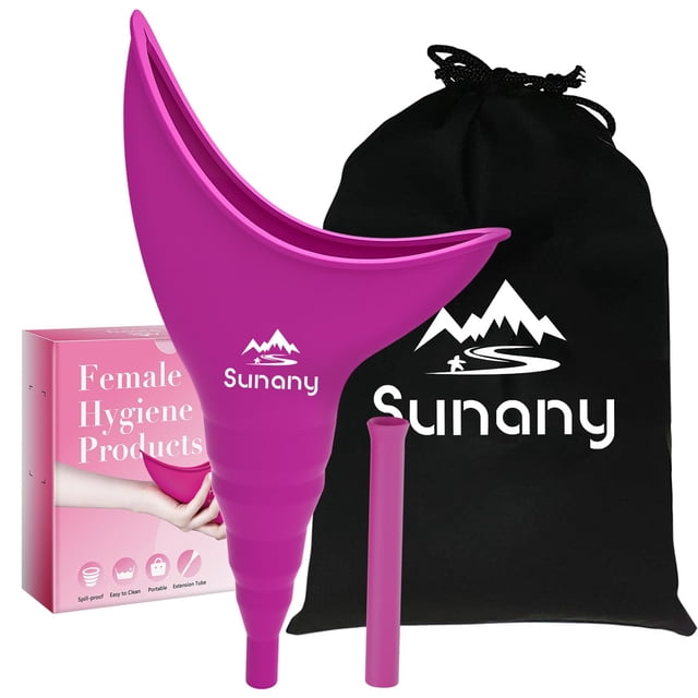 Urinario femenino Sunany, embudo portátil de silicona, color fucsia
