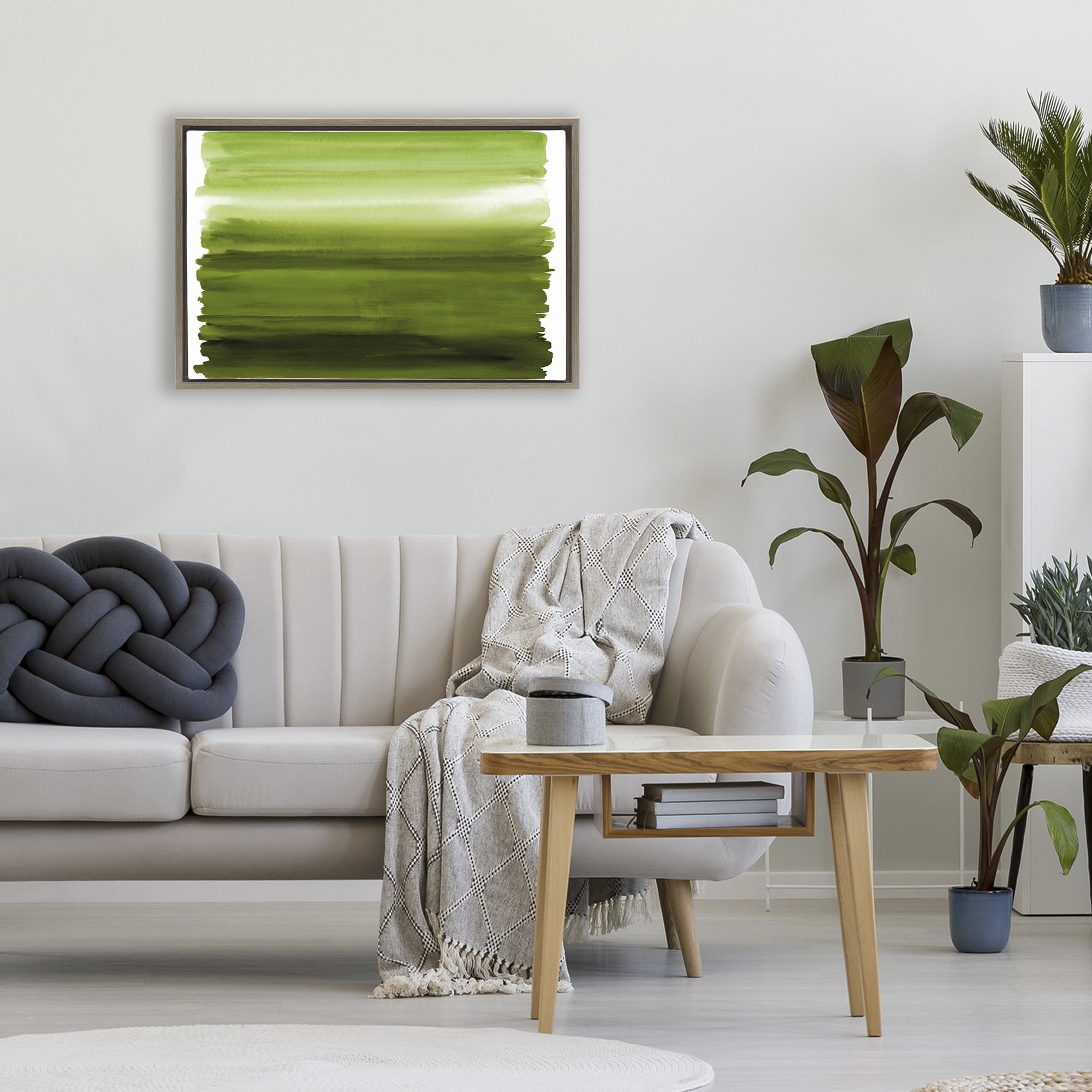 Stupell Industries Ombre Green Gradient Brown Framed Floater Canvas Wall Art, design by Allie Corbin