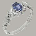 thumbnail image 2 of LBG British Made 9k White Gold Natural Sapphire & Diamond Womens Anniversary Ring - 33 size options - Size 8.75, 2 of 9