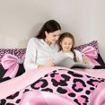thumbnail image 4 of spefrowx Glitter Leopard Print Pink Bow King Bedding for Girls, Black Starry Gem Heart King Bed in a Bag, Pink Reversible, 7pcs, 4 of 6