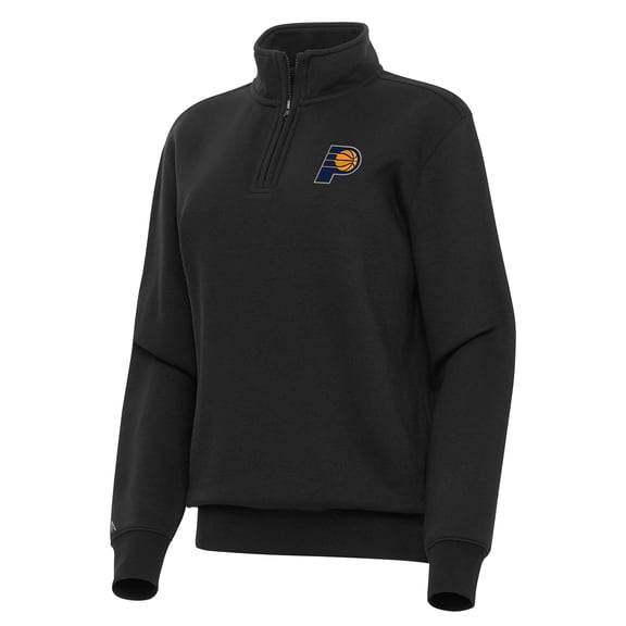Women's Antigua Black Indiana Pacers Victory Quarter-Zip Sweatshirt