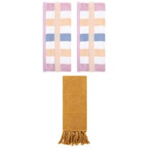 Unique Bargains 3 Pack Absorbent Comfy Hand Towel Yellow/Blue Purple 14"x30"/13"x29"