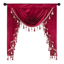 VOGOL Vintage Waterfall Valance for Living Room, Super Soft Velvet Swag Curtain Rod Pocket Window Panel for Bedroom Nursery, 1 Pack, 39" Wide, Burgundy