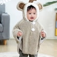 thumbnail image 4 of CAICJ98 Toddler Baby Poncho Coat Cute Fleece Hoodie Cloak Jacket Coat Winter Car Seat Jacket Outwear for 1-3 Year Boys Girls (Grey,0-3 Months), 4 of 8