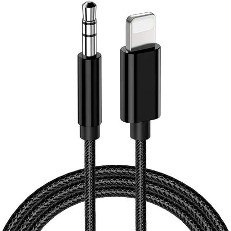 QUEST- 3.5Mm Male Aux Stereo Audio Cable Nylon Braided Cable Auxiliary Cord For Pc Ipod