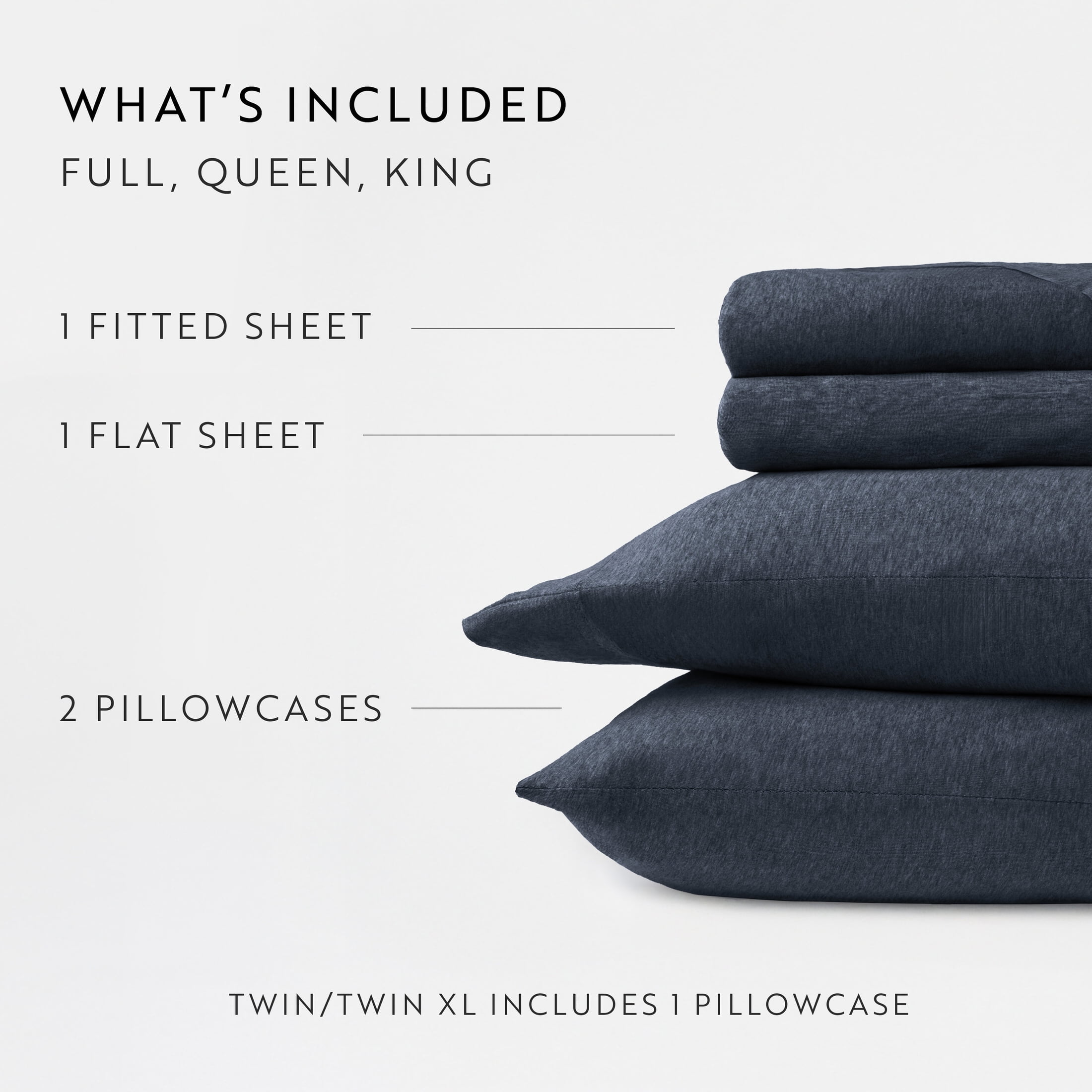 Noble Linens 4 Piece Jersey Knit 100% Cotton Sheet Set, Navy, King