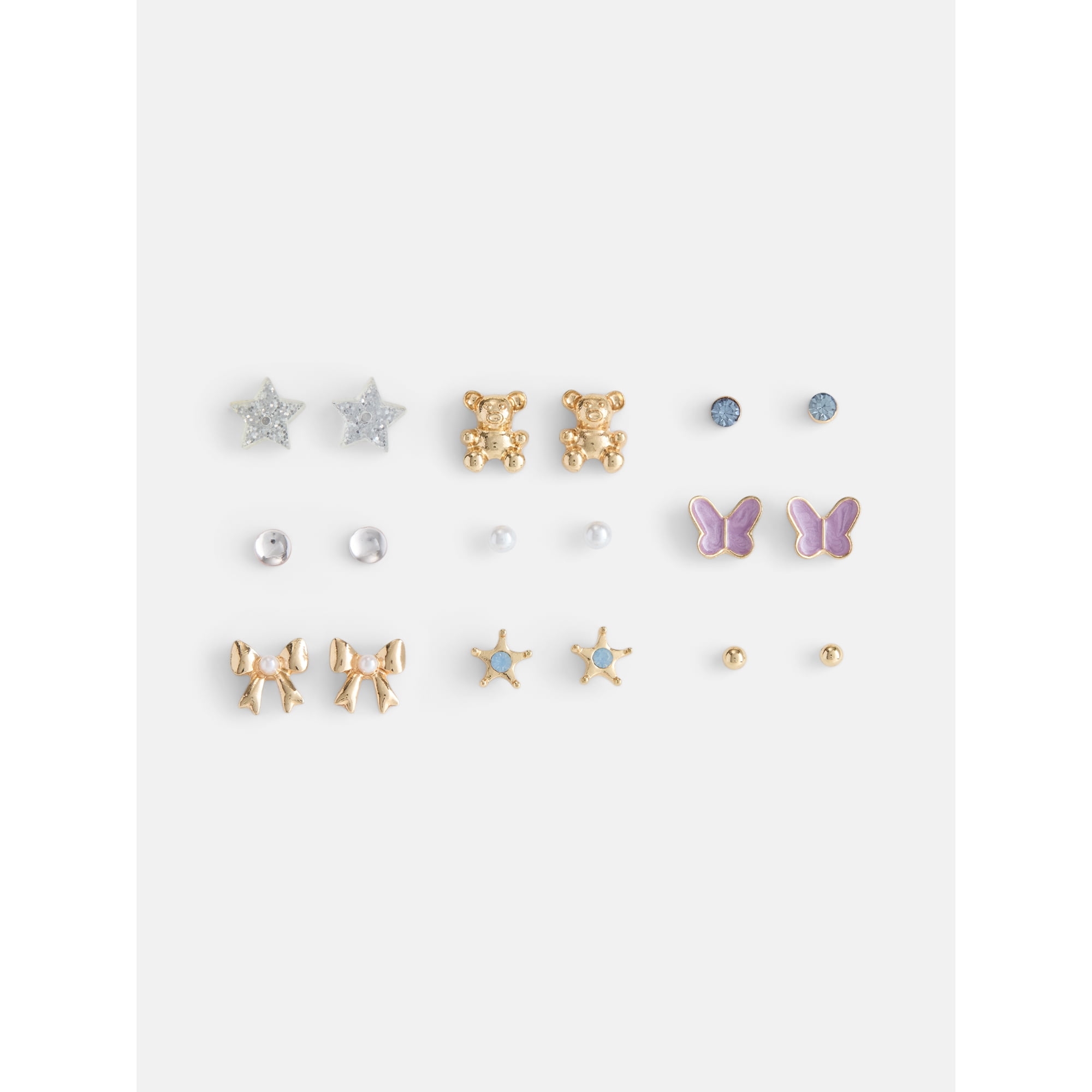 Wonder Nation Girls 9 Pairs Multi Earrings