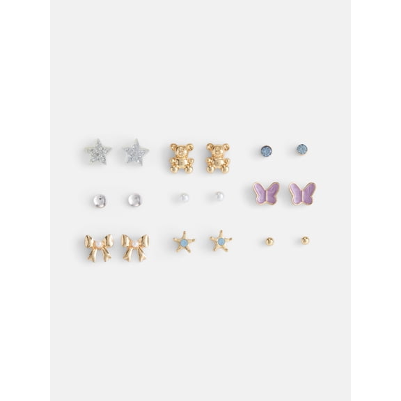 Wonder Nation Girls 9 Pairs Multi Earrings