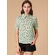 thumbnail image 2 of INSPIRE CHIC Blusa floral vintage para mujer, cuello vuelto, cuello dividido, manga corta, gasa, camisa elegante Beige S, 2 of 6