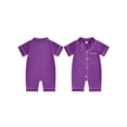 thumbnail image 2 of BemeyourBBs Newborn Baby Girl Boy Silk Satin Pajamas Rompers Kids Short Sleeve Button Down Pjs Infant One Piece Jumpsuit Loungewear Sleepwear, 2 of 10