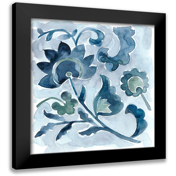 Zarris, Chariklia 12x12 Black Modern Framed Museum Art Print Titled - Indigo Ornament VI